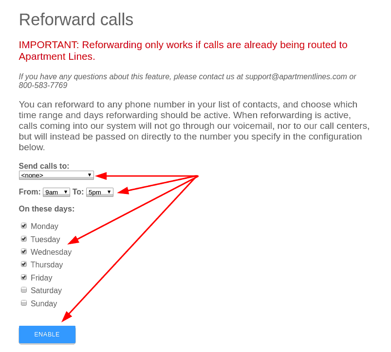 Reforwarding configuration enable